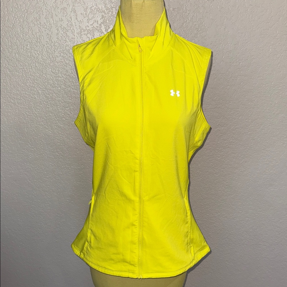 Under Armour Neon Yellow Sleeveless Zip-Front Performance Vest